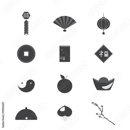 chinese new year flat icons