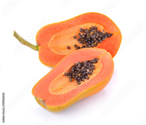 papaya on white background