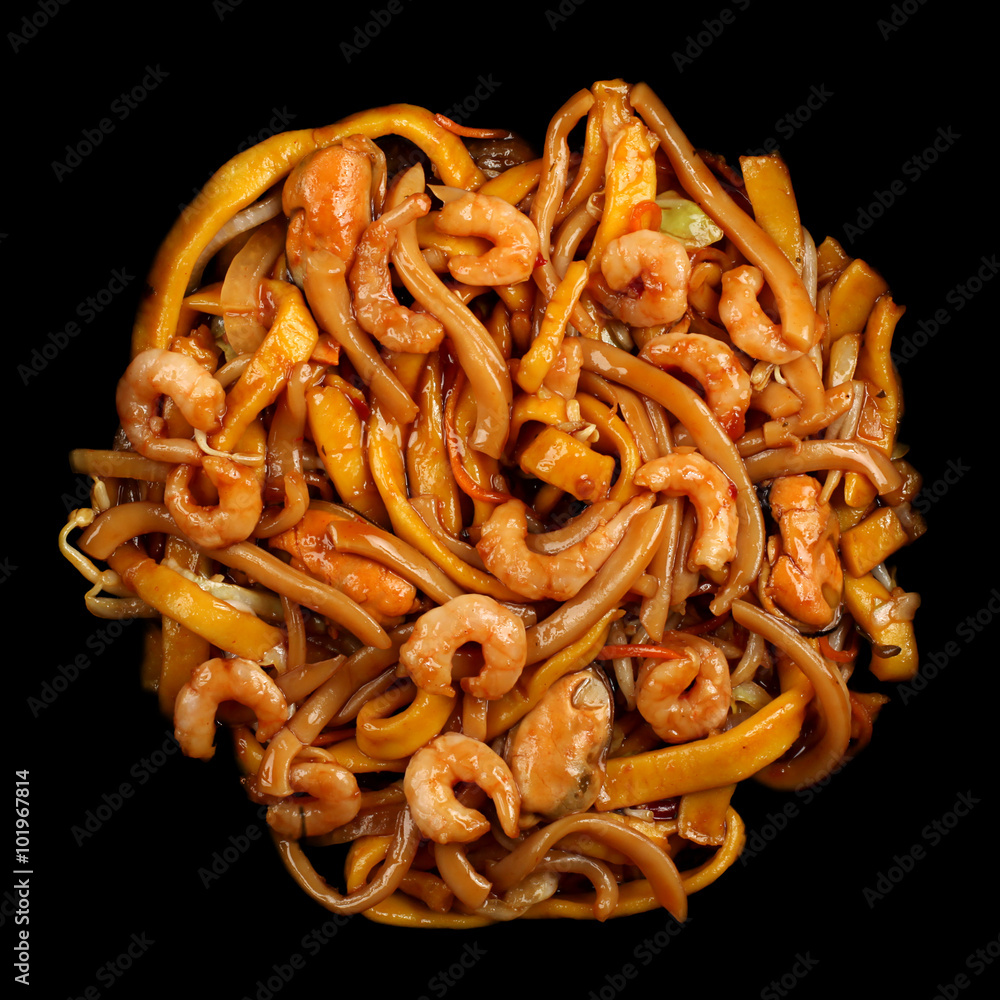 Thai food with seafood and noodles Thai food with seafood and noodles