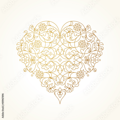 Ornate vector heart. Valentine's Day Illustration.