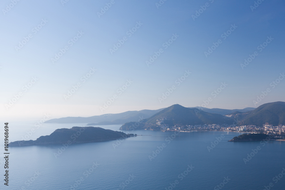 Top view of the seacoast Budva Top view of the seacoast Budva