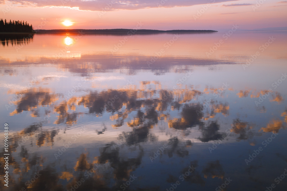Sunset on a northern lake