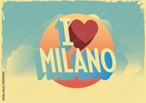 retro style vector "i love" city postcard design