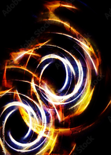 Abstract background and yellow circle, and desert crackle, fire concept.