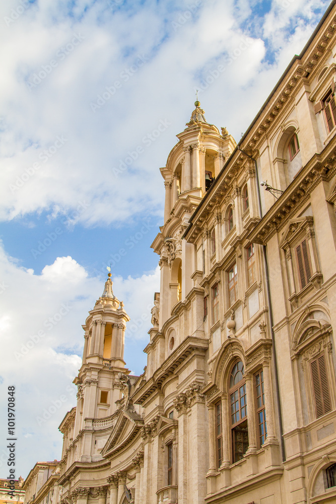 Facade and Towers of Sant Agnese in Agone, Rome