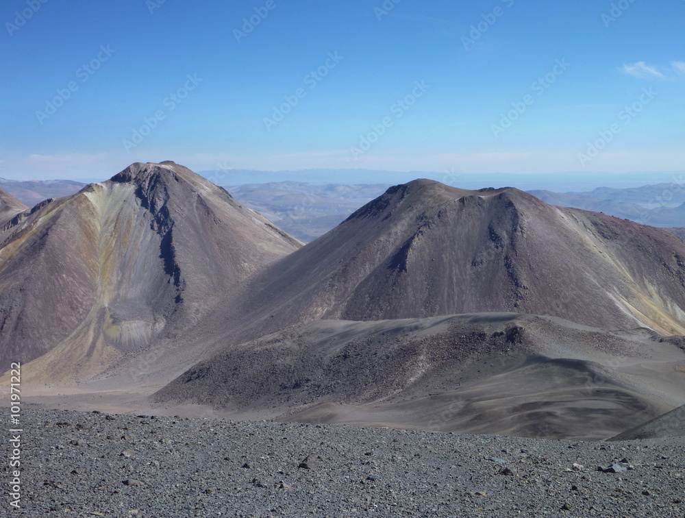 slopes around volcano isluga at chilean altiplano