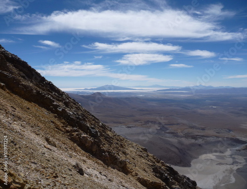 slopes around volcano isluga at chilean altiplano
