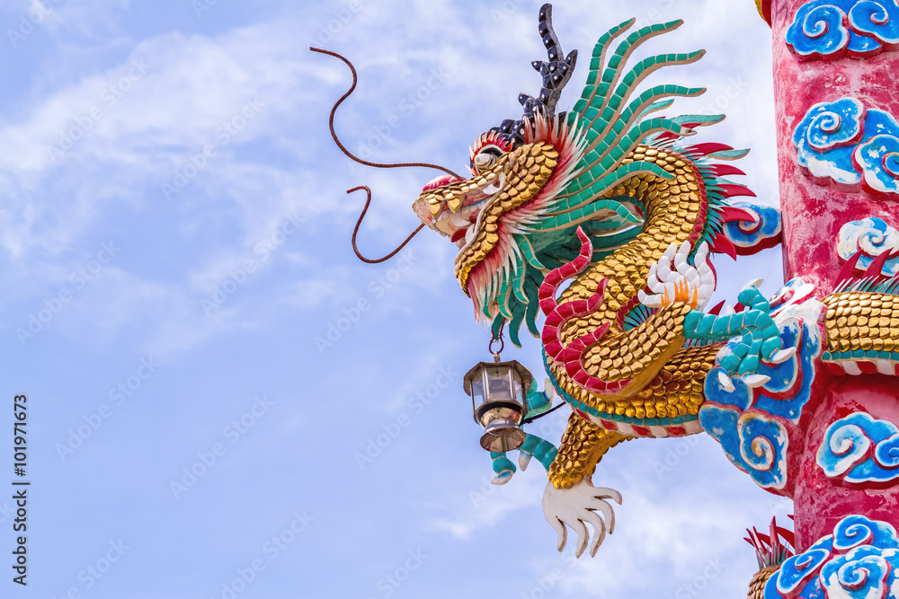 Chinese style dragon statue on natural light Chinese style dragon statue on natural light