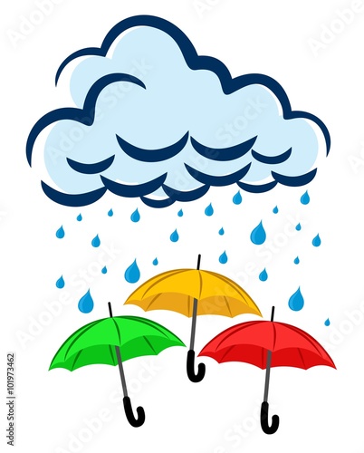 Umbrellas in the rain.