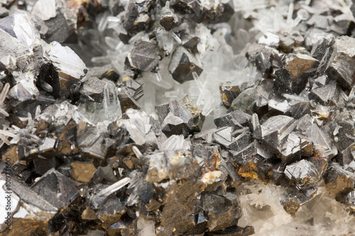 Black lead zinc ore closeup rocky texture