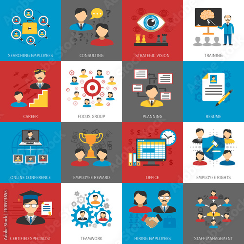 Human Resources Management Flat Icons Collection