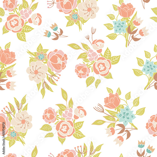 Fototapeta Naklejka Na Ścianę i Meble -  Seamless floral pattern vector background