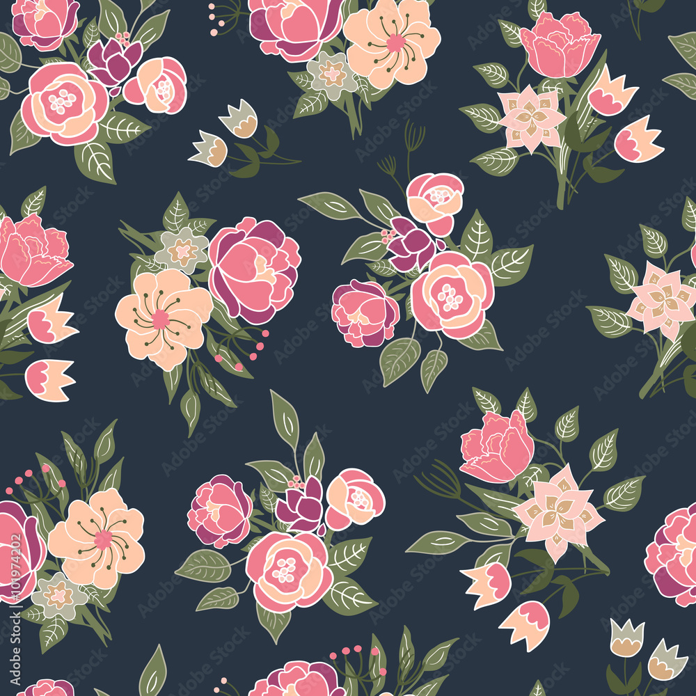 Naklejka Seamless floral pattern vector background