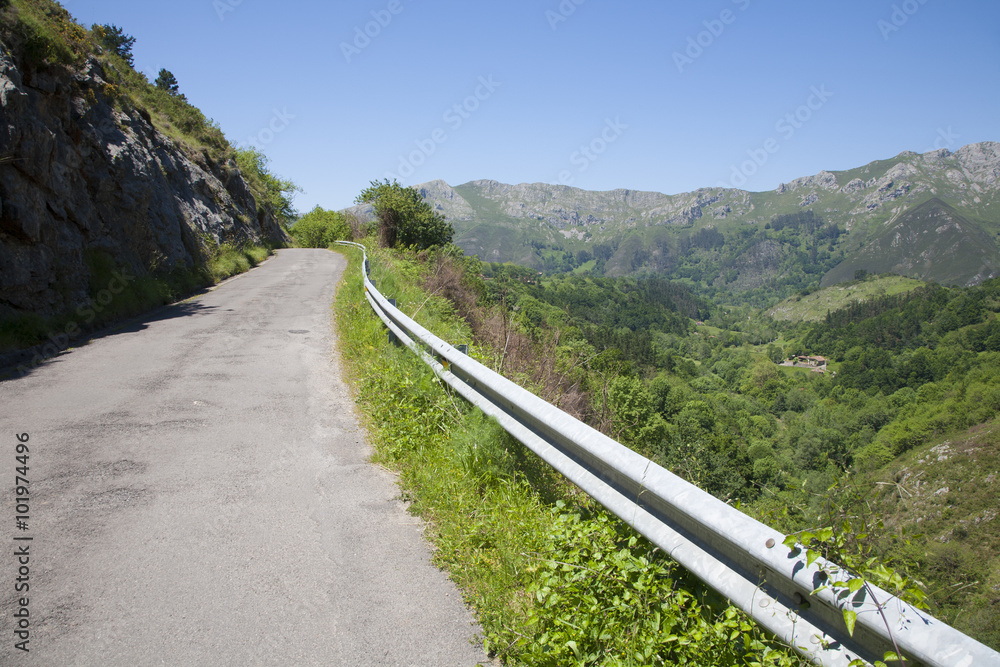 narrow rural road in Asturias
