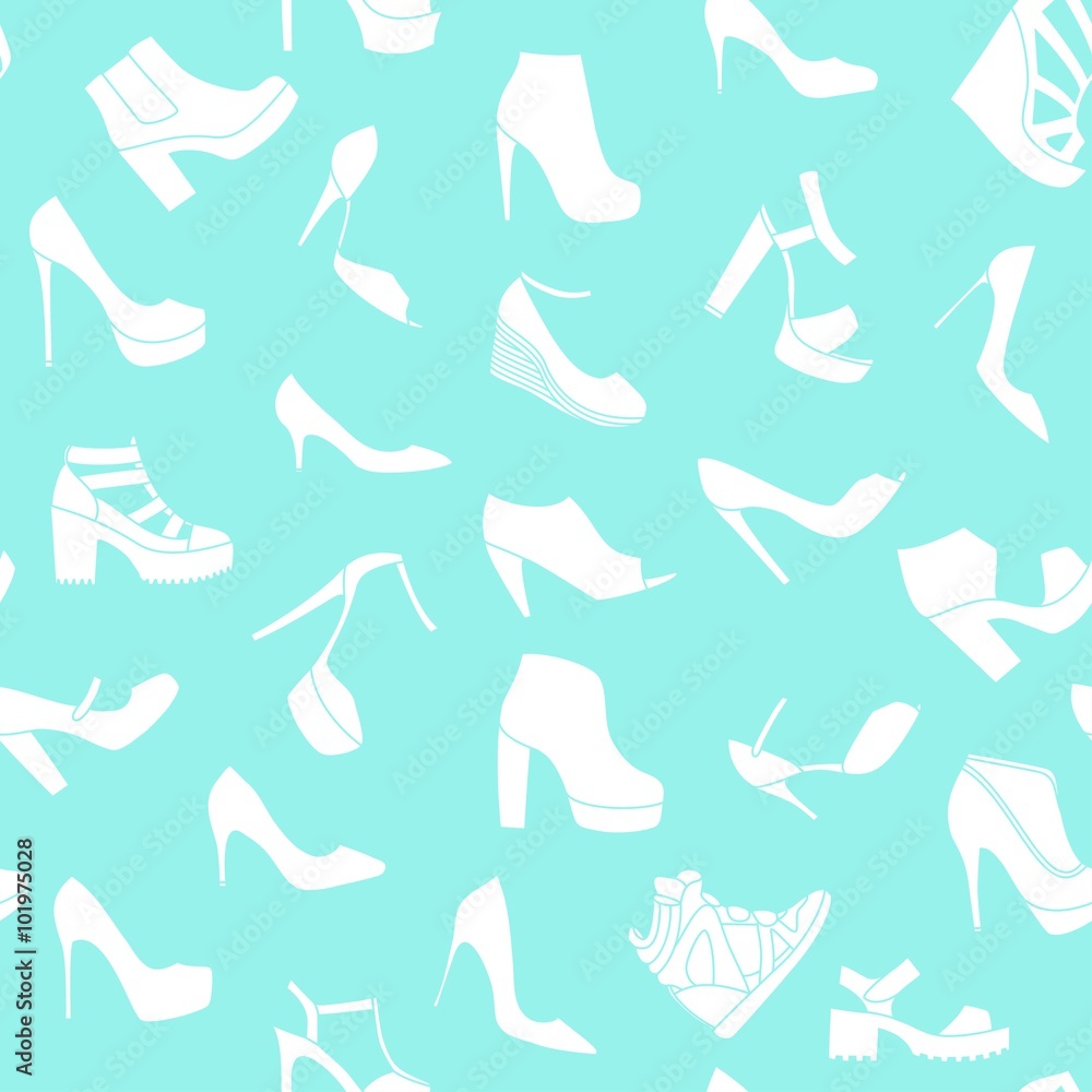 Seamless pattern made of fashionable shoes