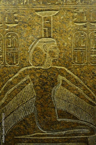 details of Egyptian hieroglyphs photo