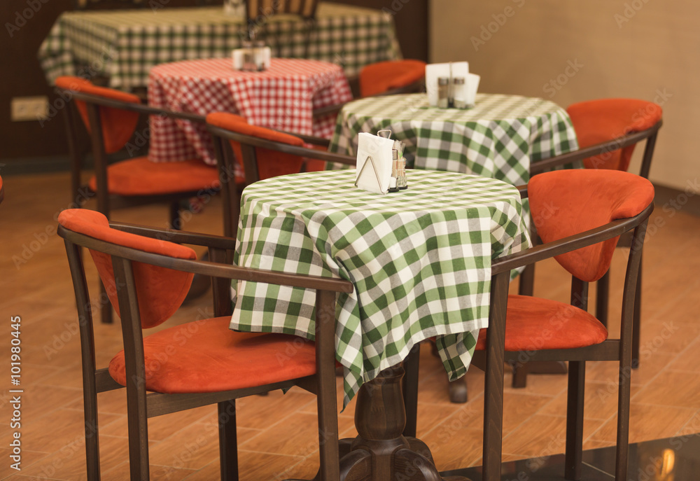 Toned shot of italian restaurant interior Toned shot of italian restaurant interior