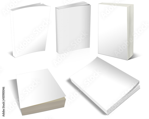 Blank White Books Covers Templates in Different Perspectives