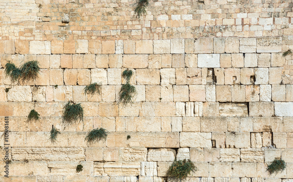 Close up on Western Wall also called Wailing Wall in Jerusalem, Israel