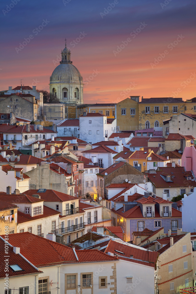 Lisbon. Image of Lisbon, Portugal during dramatic sunrise.
