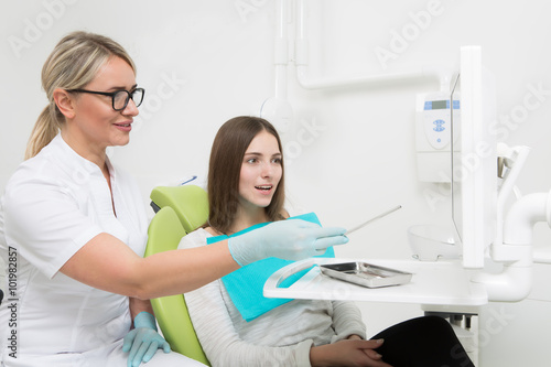 Young woman at dentist s office