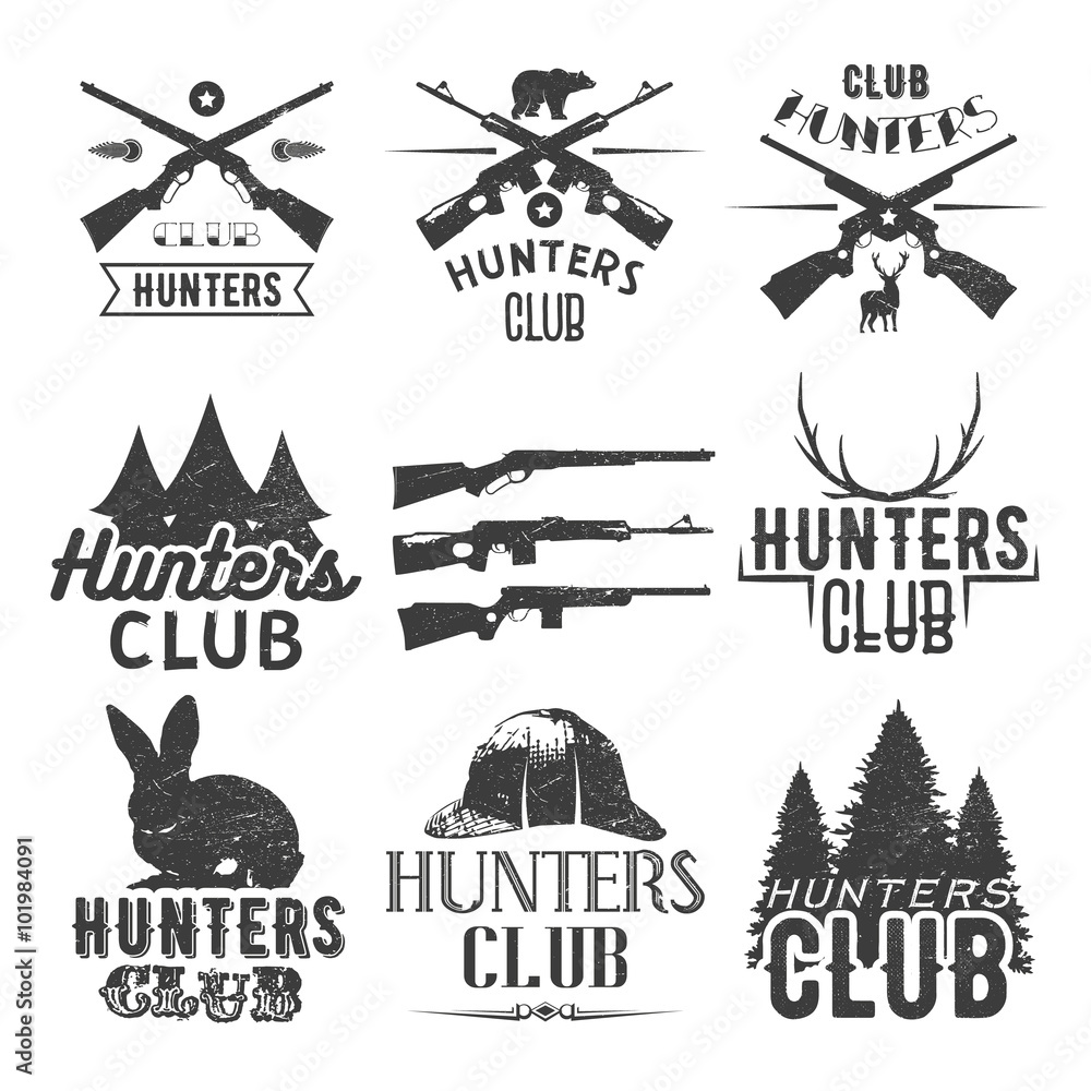 Φωτογραφία Vector set of hunting club labels in vintage style