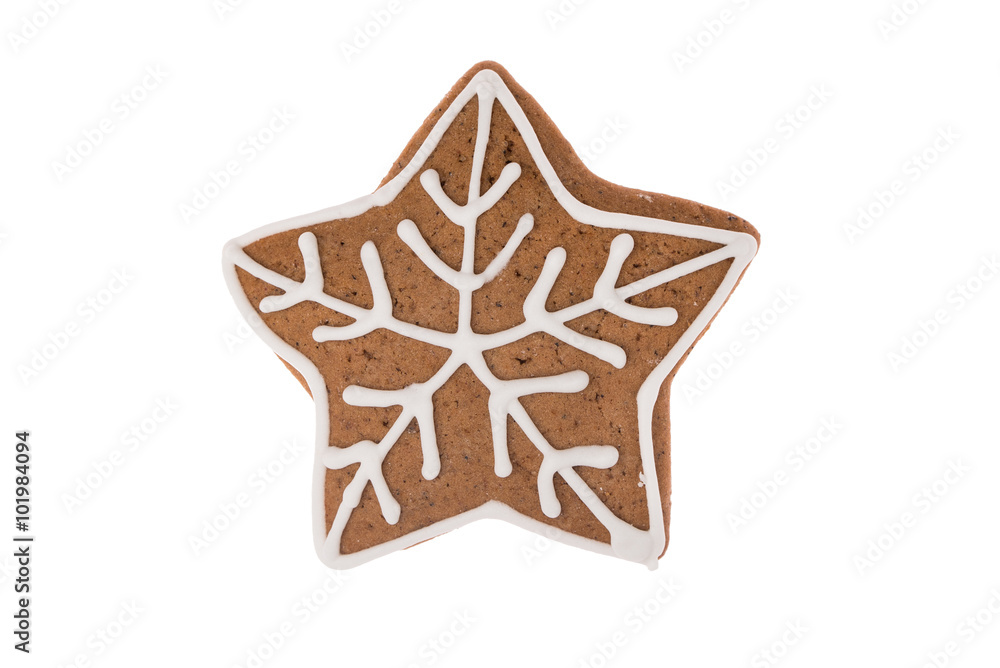 Christmas gingerbread star isolated on a white background Christmas gingerbread star isolated on a white background