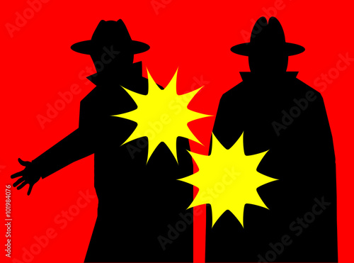 Mobsters firing guns (Vector)