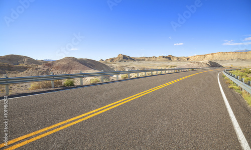 Picture of lanes on a desert road, Utah, USA