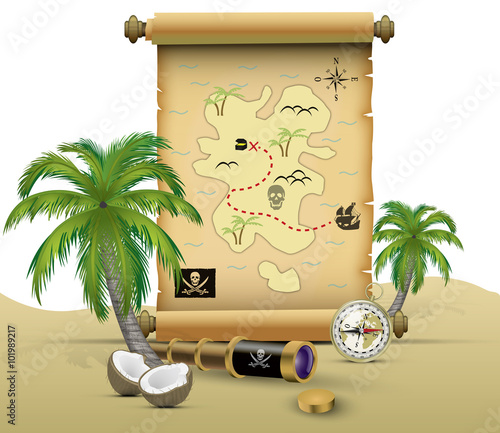 Carte aux trésors palmier coco 02