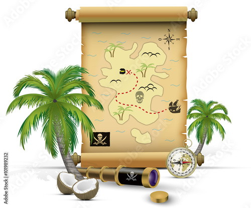 Carte aux trésors palmier coco 03