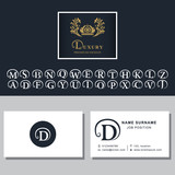 Business card template. Letters design for business cards. Abstract modern monogram design elements. Letter D, A, B, M, W, R, T, K, L, C, S, F, P, V, E, Q, H, G, N, J, Z, Y. Vector illustration