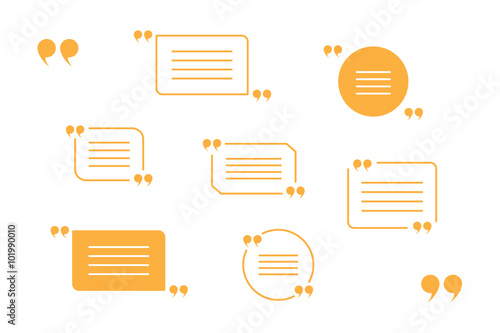 vector set of orange quotation marks isolated on white