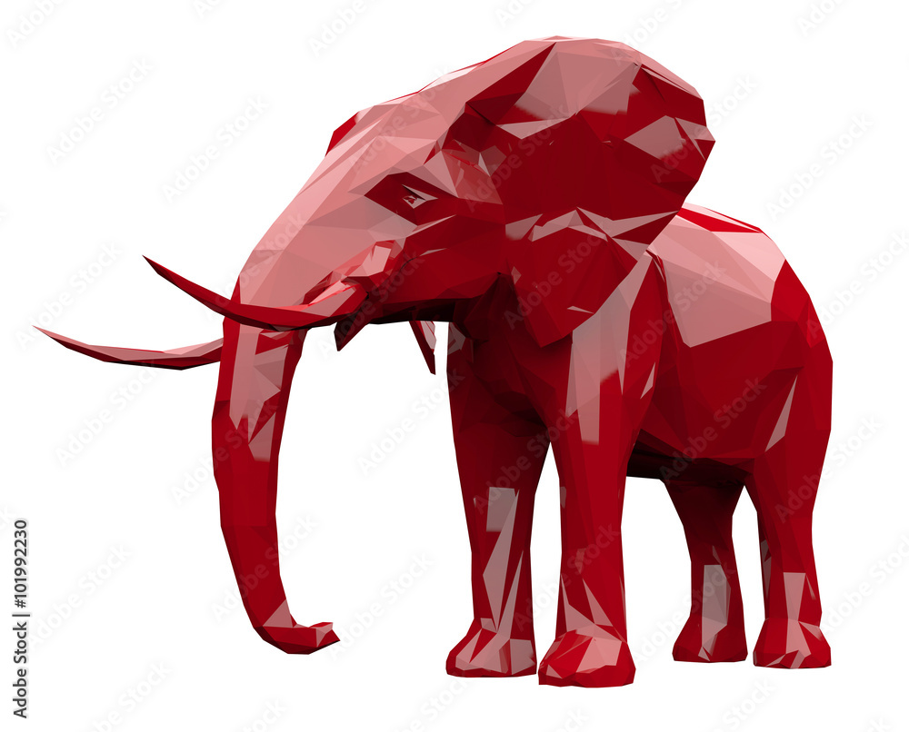Canvas Print Faceted red elephant