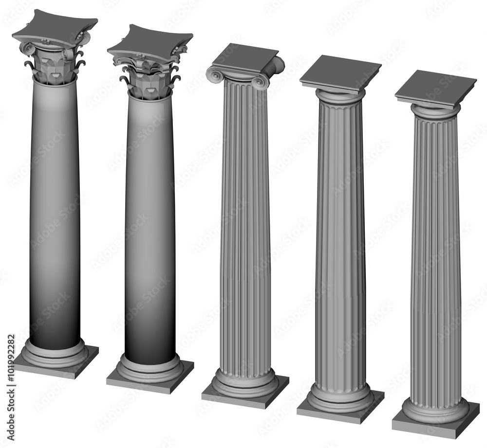 three-dimensional image of architectural columns with capitals three-dimensional image of architectural columns with capitals