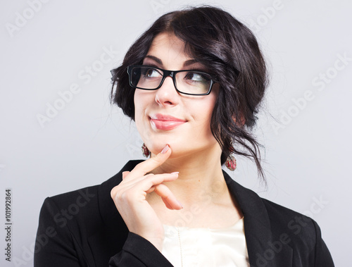 Close up face portrait of young business woman.Smiling business woman portrait isolated 