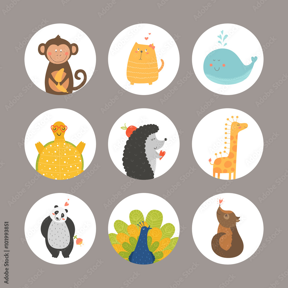 Set of Cartoon animals Set of Cartoon animals
