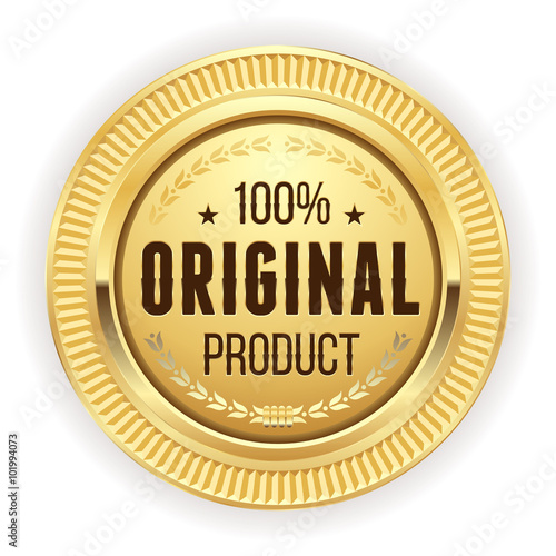 Gold original product badge on white background photo