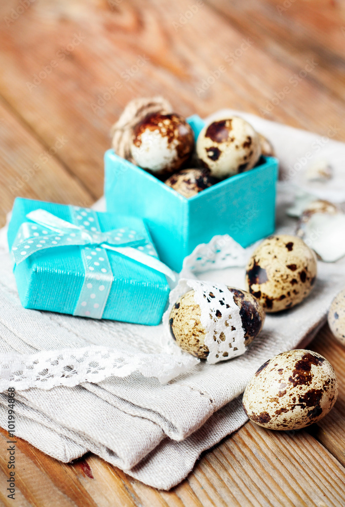 Quail eggs in a gift box Quail eggs in a gift box