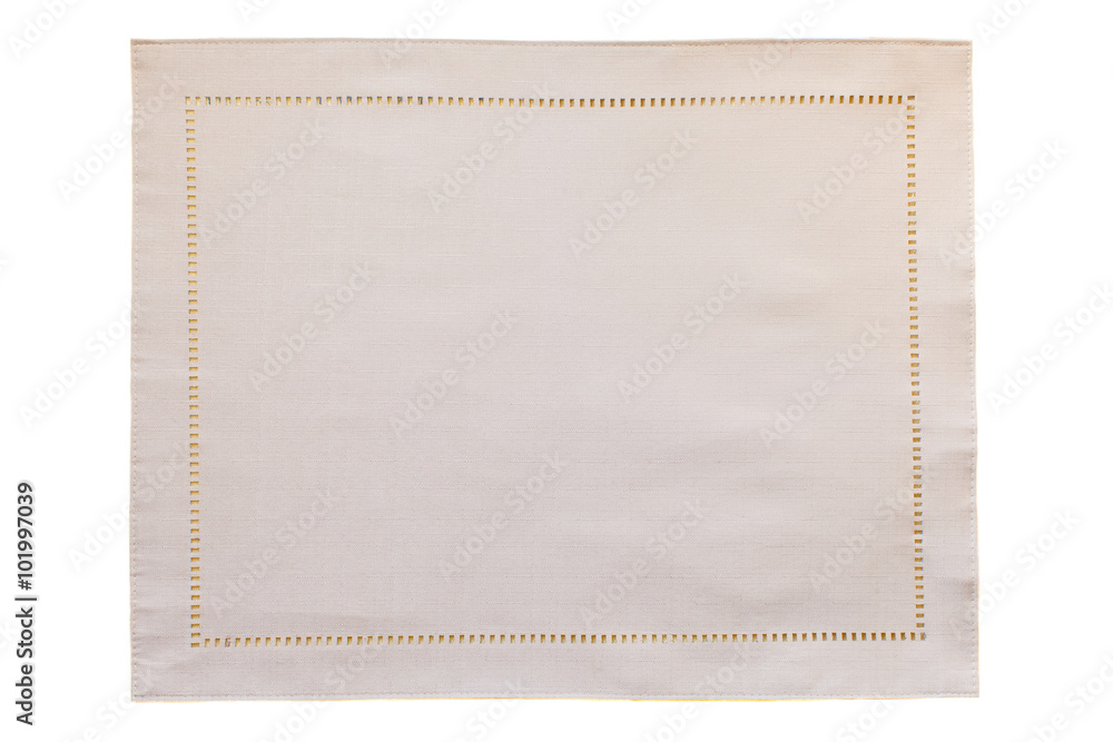 White canvas tablecloth isolated on white background.. White canvas tablecloth isolated on white background..