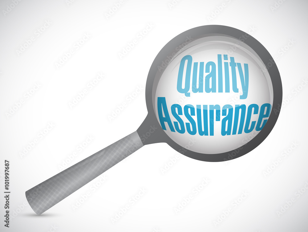 Quality Assurance magnify sign concept Quality Assurance magnify sign concept
