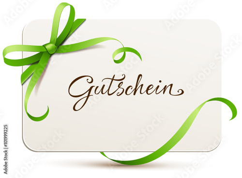 Gutscheinkarte mit grüner Schleife 