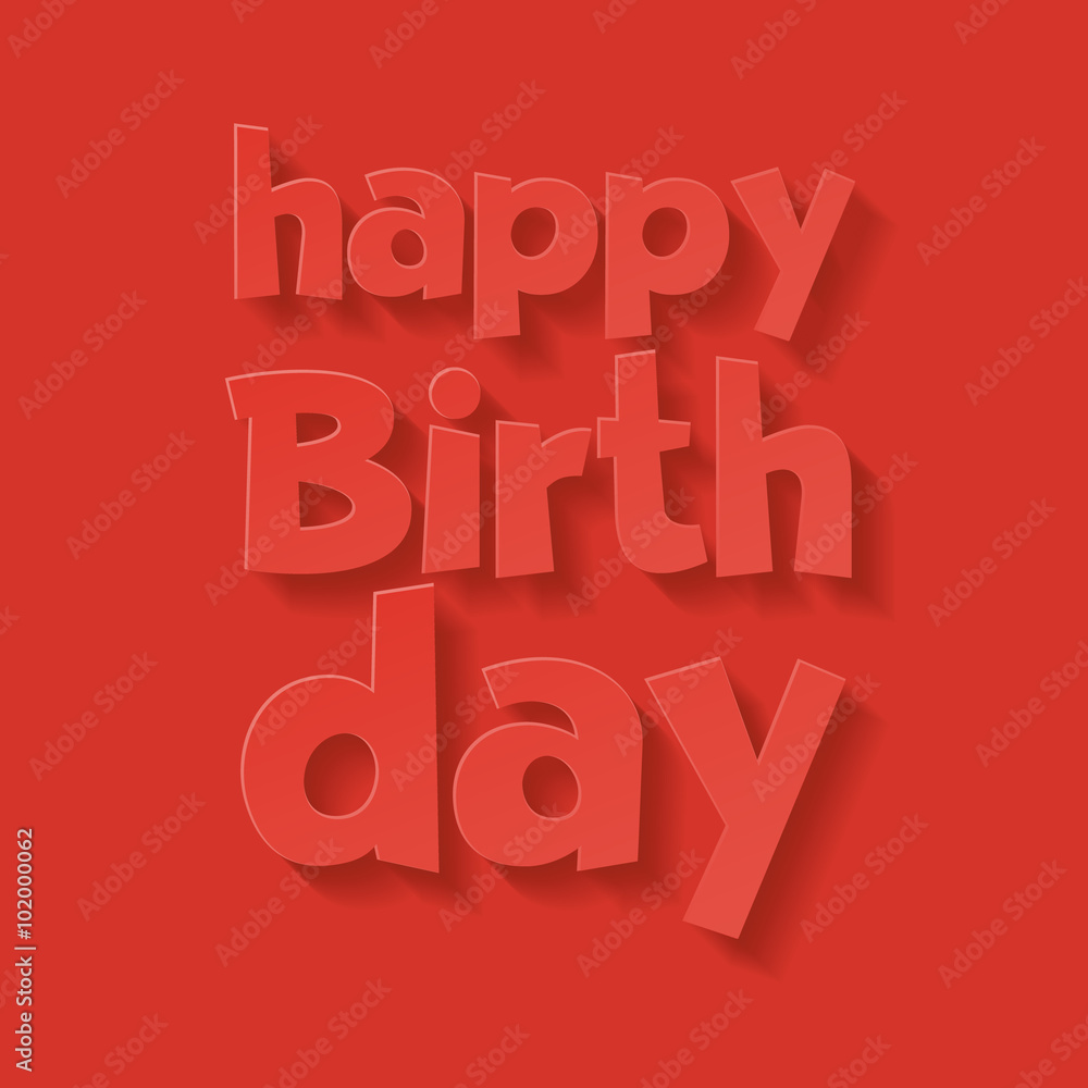 Vector minimalistic red happy birthday card with greeting text Vector minimalistic red happy birthday card with greeting text