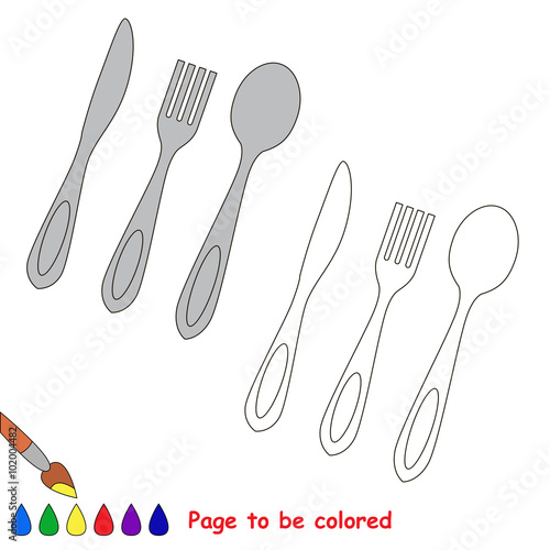 Utensils cartoon. Page to be colored. 