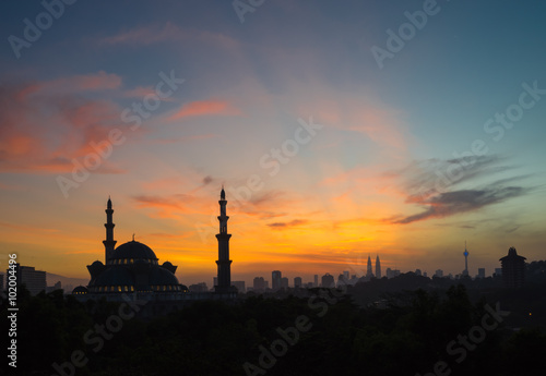 KUALA LUMPUR  MALAYSIA - 31ST JANUARY 2016  The Federal Territory Mosque  is one of the major mosque in Kuala Lumpur  Malaysia. The mosque s design is a blend of Ottoman and Malay architectural styles