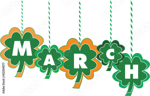 The Month of March Letters within Shamrocks