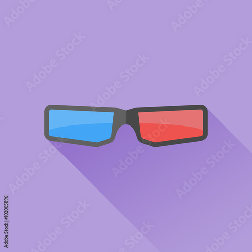 3D cinema glasses flat icon