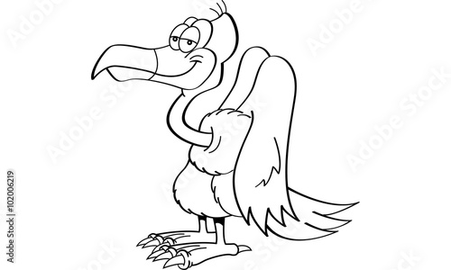 Black and white illustration of a buzzard.