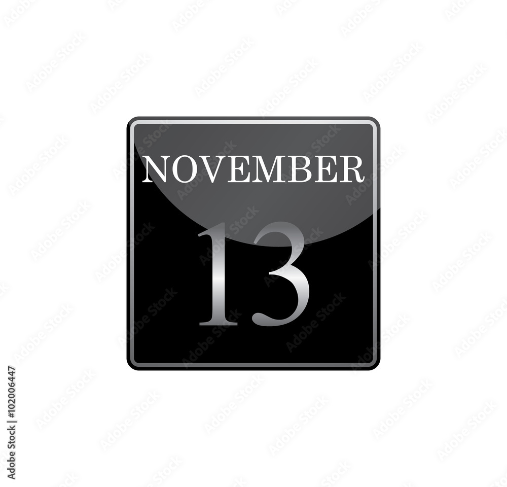 13 november calendar silver and glossy
