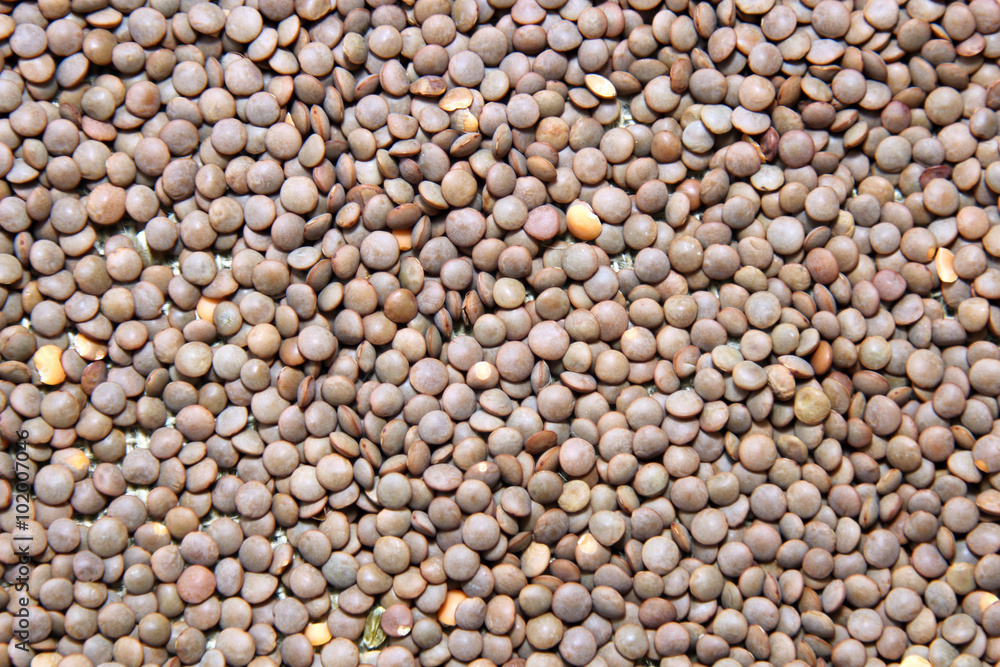 Brown lentils filling the frame making a food texture or background Brown lentils filling the frame making a food texture or background